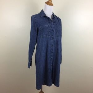 MADEWELL Long Sleeve Button Denim Shirt Dress